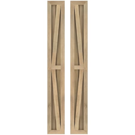 Americraft 2-Board Wood 2 Equal Panel Frmd Board-n-Batten Shutters W/ Dubl Z-Bar, ARW102BF207X35UNH